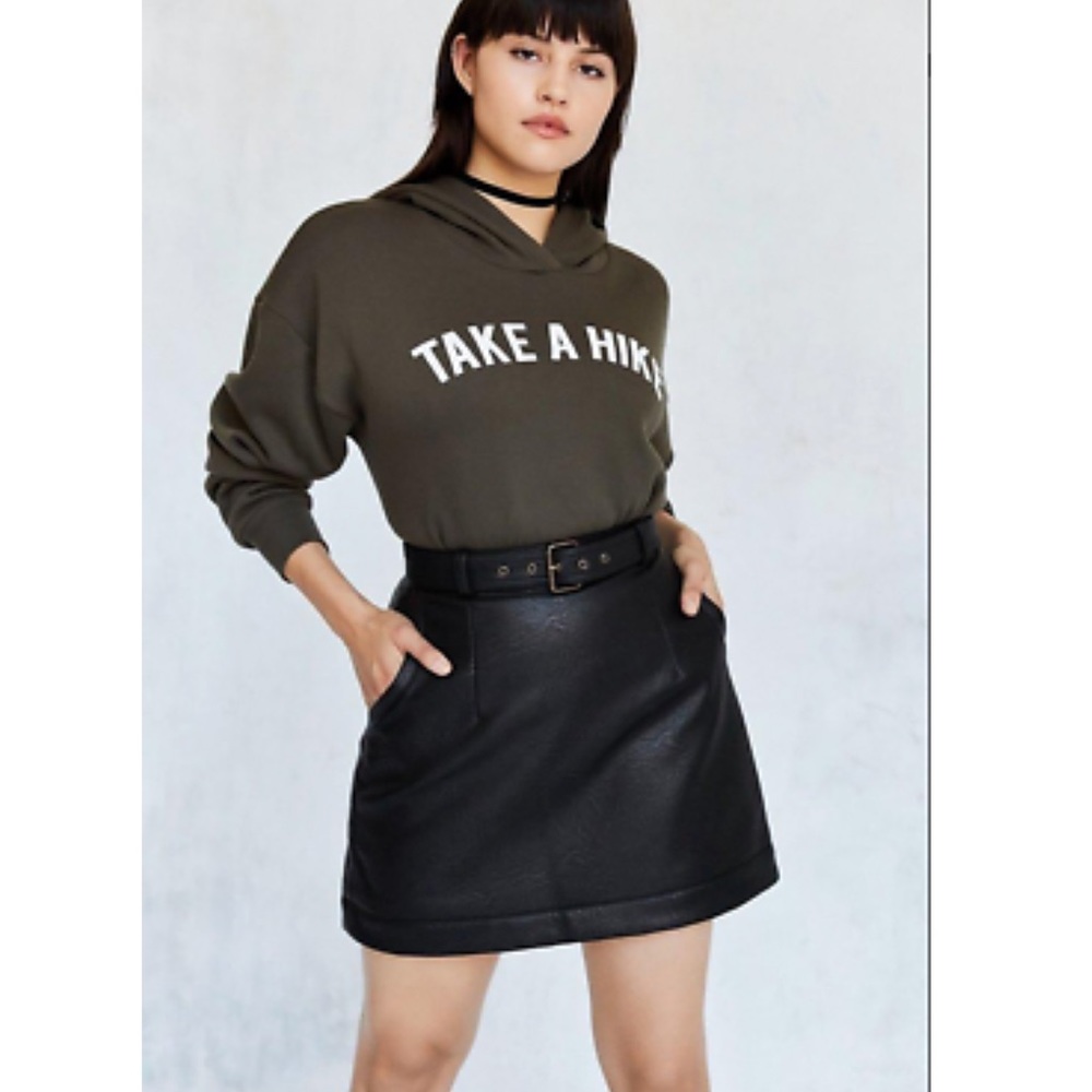 Silence + noise belted vegan leather skirt